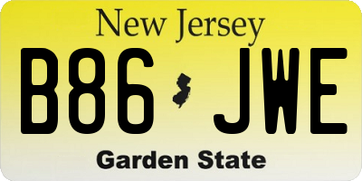 NJ license plate B86JWE