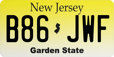 NJ license plate B86JWF