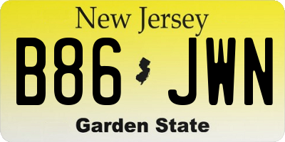 NJ license plate B86JWN