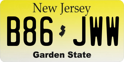 NJ license plate B86JWW