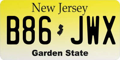 NJ license plate B86JWX