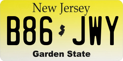 NJ license plate B86JWY