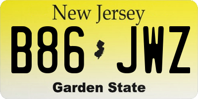 NJ license plate B86JWZ
