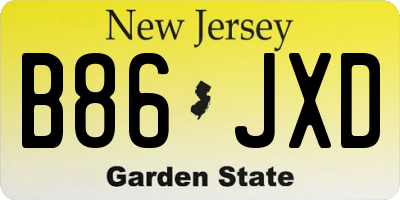 NJ license plate B86JXD