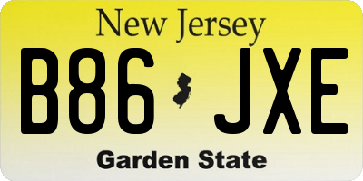 NJ license plate B86JXE