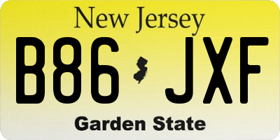 NJ license plate B86JXF