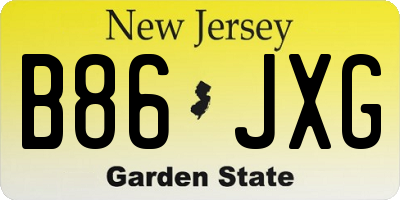 NJ license plate B86JXG