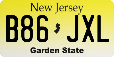 NJ license plate B86JXL