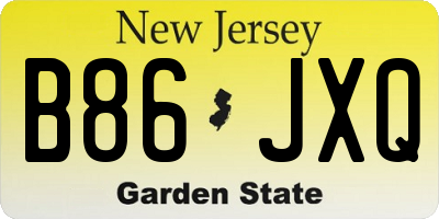 NJ license plate B86JXQ