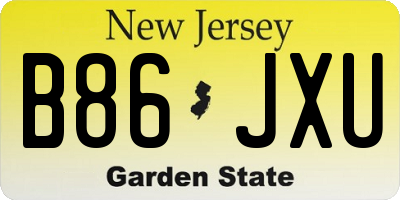 NJ license plate B86JXU