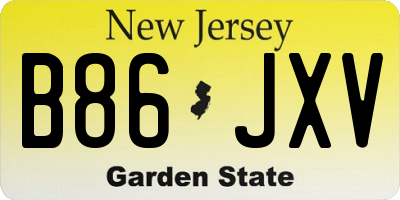 NJ license plate B86JXV