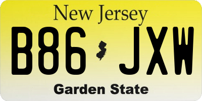 NJ license plate B86JXW