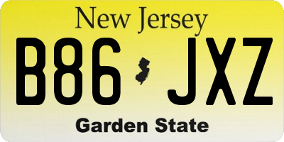 NJ license plate B86JXZ