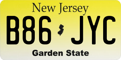 NJ license plate B86JYC