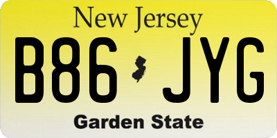 NJ license plate B86JYG