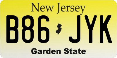 NJ license plate B86JYK