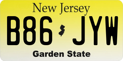 NJ license plate B86JYW