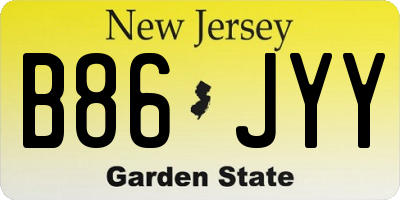 NJ license plate B86JYY