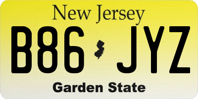 NJ license plate B86JYZ