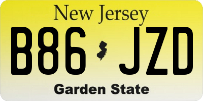 NJ license plate B86JZD