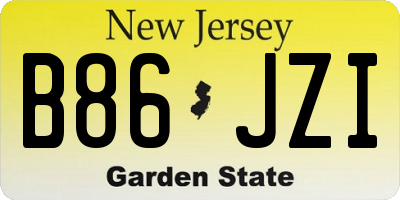 NJ license plate B86JZI