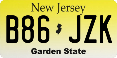 NJ license plate B86JZK