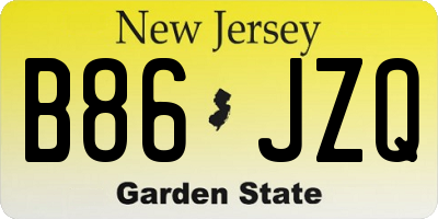 NJ license plate B86JZQ