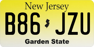 NJ license plate B86JZU
