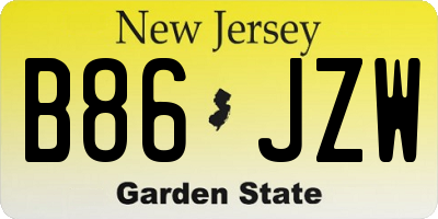 NJ license plate B86JZW