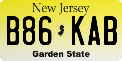 NJ license plate B86KAB