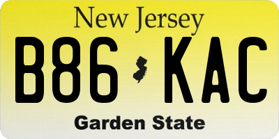 NJ license plate B86KAC