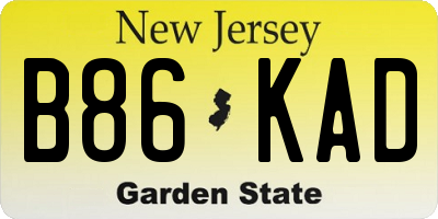 NJ license plate B86KAD