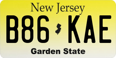 NJ license plate B86KAE