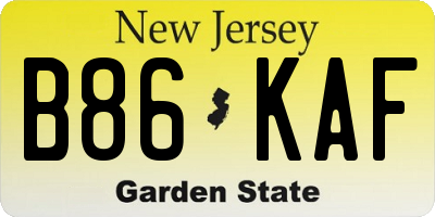 NJ license plate B86KAF