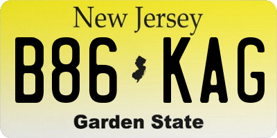 NJ license plate B86KAG