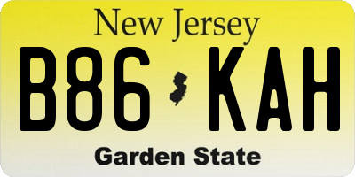NJ license plate B86KAH