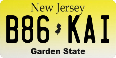 NJ license plate B86KAI
