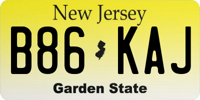NJ license plate B86KAJ