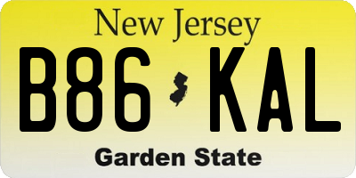 NJ license plate B86KAL