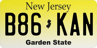 NJ license plate B86KAN