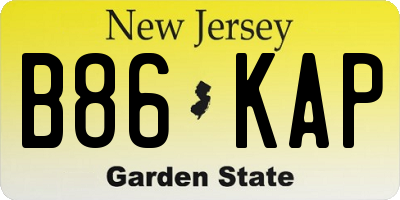 NJ license plate B86KAP