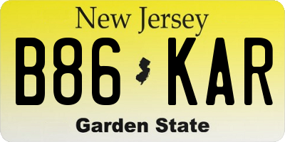 NJ license plate B86KAR