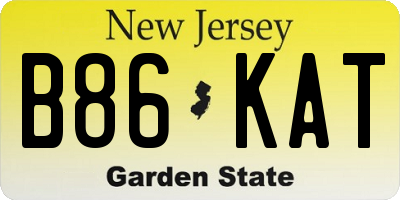 NJ license plate B86KAT