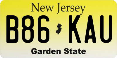 NJ license plate B86KAU
