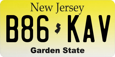 NJ license plate B86KAV