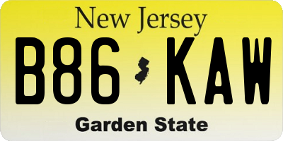 NJ license plate B86KAW