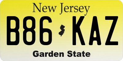 NJ license plate B86KAZ