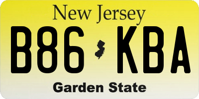 NJ license plate B86KBA