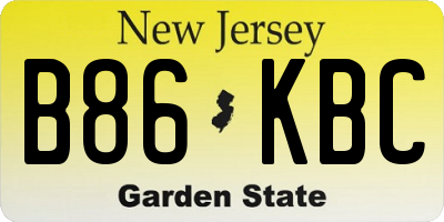 NJ license plate B86KBC