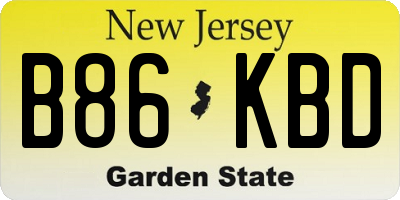 NJ license plate B86KBD